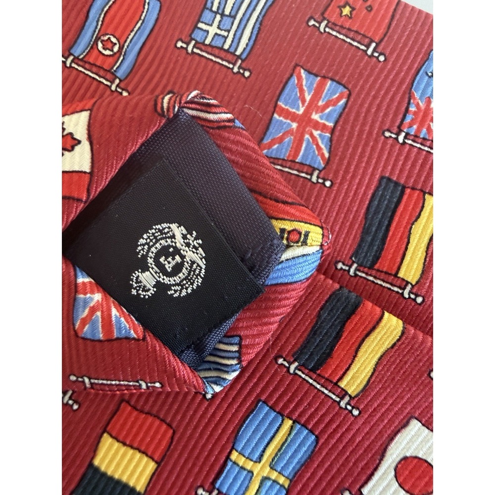 FACONNABLE 100% Silk Tie Hand Made ITALY Designer World Flag NWT - Picture 3 of 7